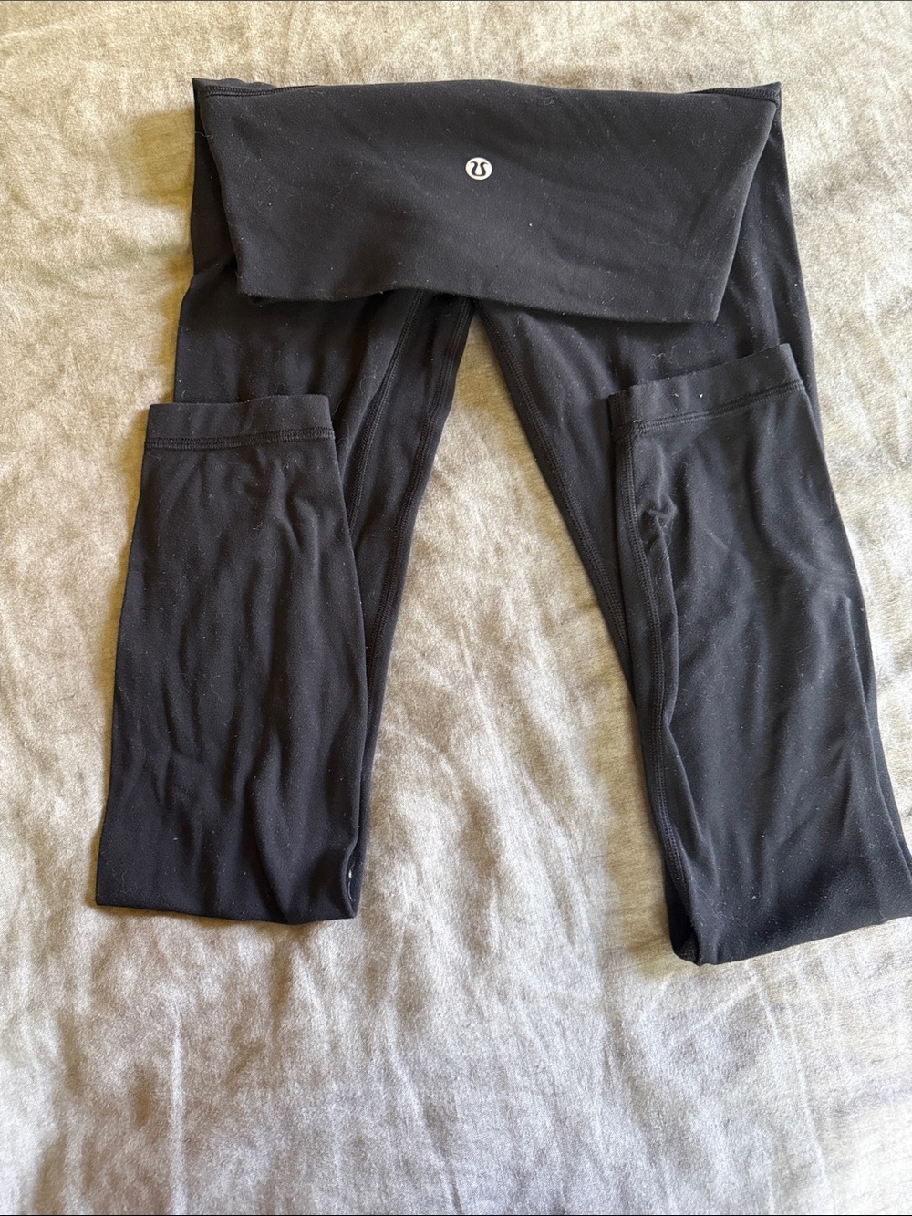 lululemon athletica Black Fold-Over Waist Leggings